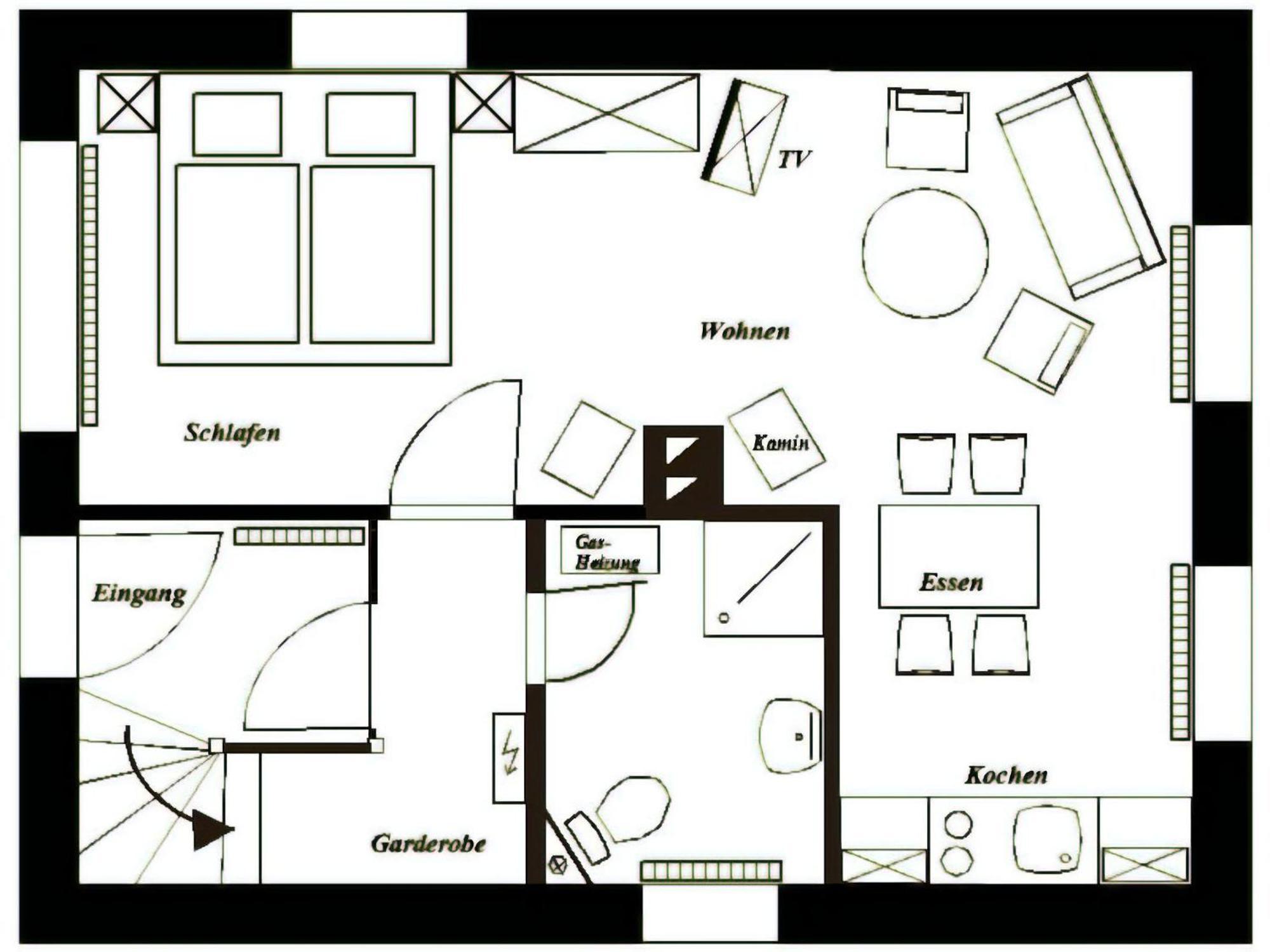 Gemuetliche Einraumwohnung Im Erdgeschoss Mit Doppelbett Und Kaminofen Беннекенштайн Екстер'єр фото